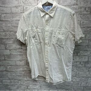 IZOD men’s short sleeve button down shirt‎ medium white relaxed clean used
